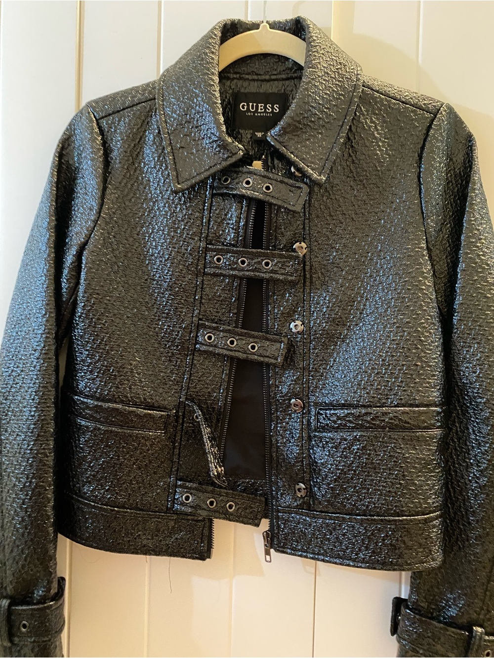 Vintage Style Guess Los Angeles Women’s  Faux Leather Jacket Size XS